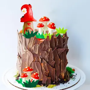 LaVenty Mushroom Forest Mushroom cake decoration Woodland Baby Shower,Woodland cake topper Mushroom Ladybug birthday cake Decoration