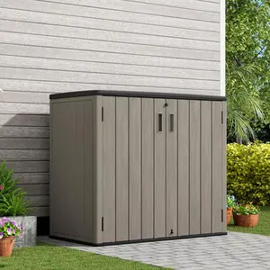 KINPLAY Outdoor Horizontal Storage Sheds,37 Cu.ft Outdoor Storage Cabinet Waterproof Resin Tool Storage Box Plastic Shed Organiser