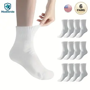 6 Pairs Breathable Diabetic Low Cut Socks-Super Soft, Non-Elastic, Seamless Design-Support Sensitive Feet & Swollen Ankles