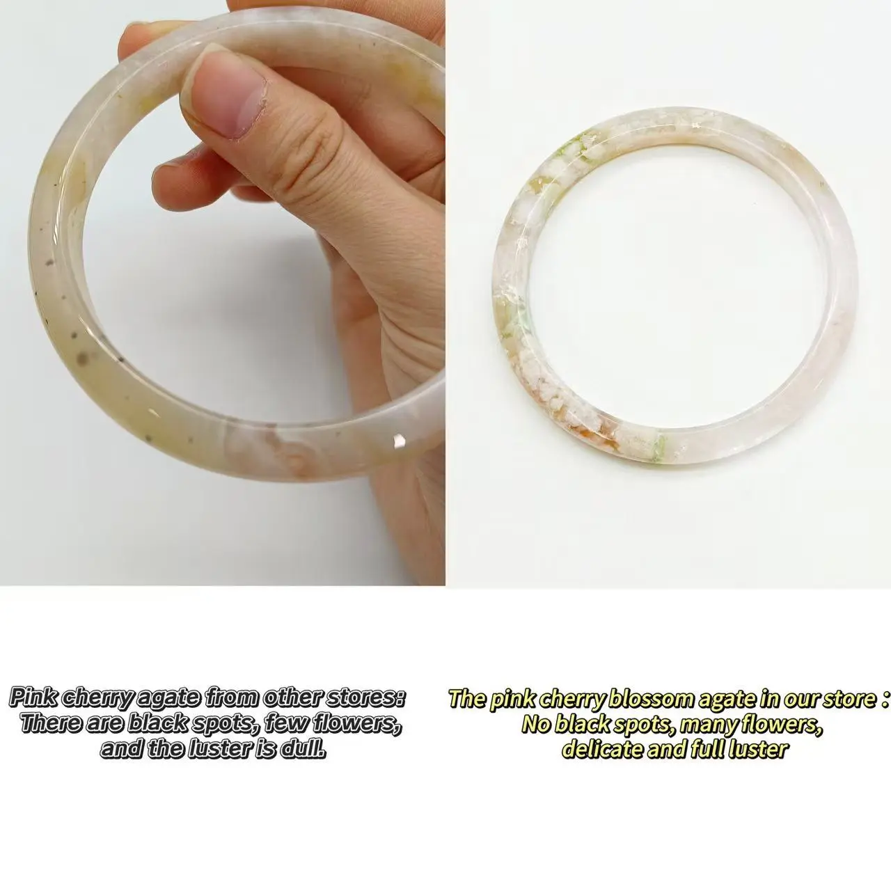 Natural Jade Natural Cherry Blossom Agate Bangle Floating Flower