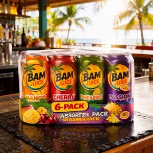 BAM Juice Tropical Variety 6-Pack Mango Cherry Pineapple Passion Fruit Assorted Pack Refreshing Beverages