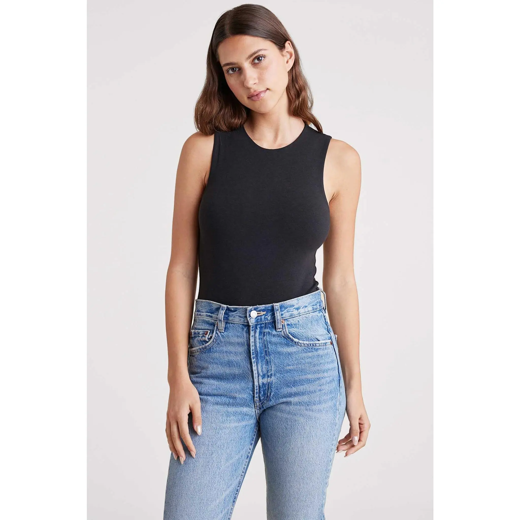 Cotton Stretch Classic Crewneck Tank Bodysuit Cotton Stretch Classic Crewneck Tank Bodysuit