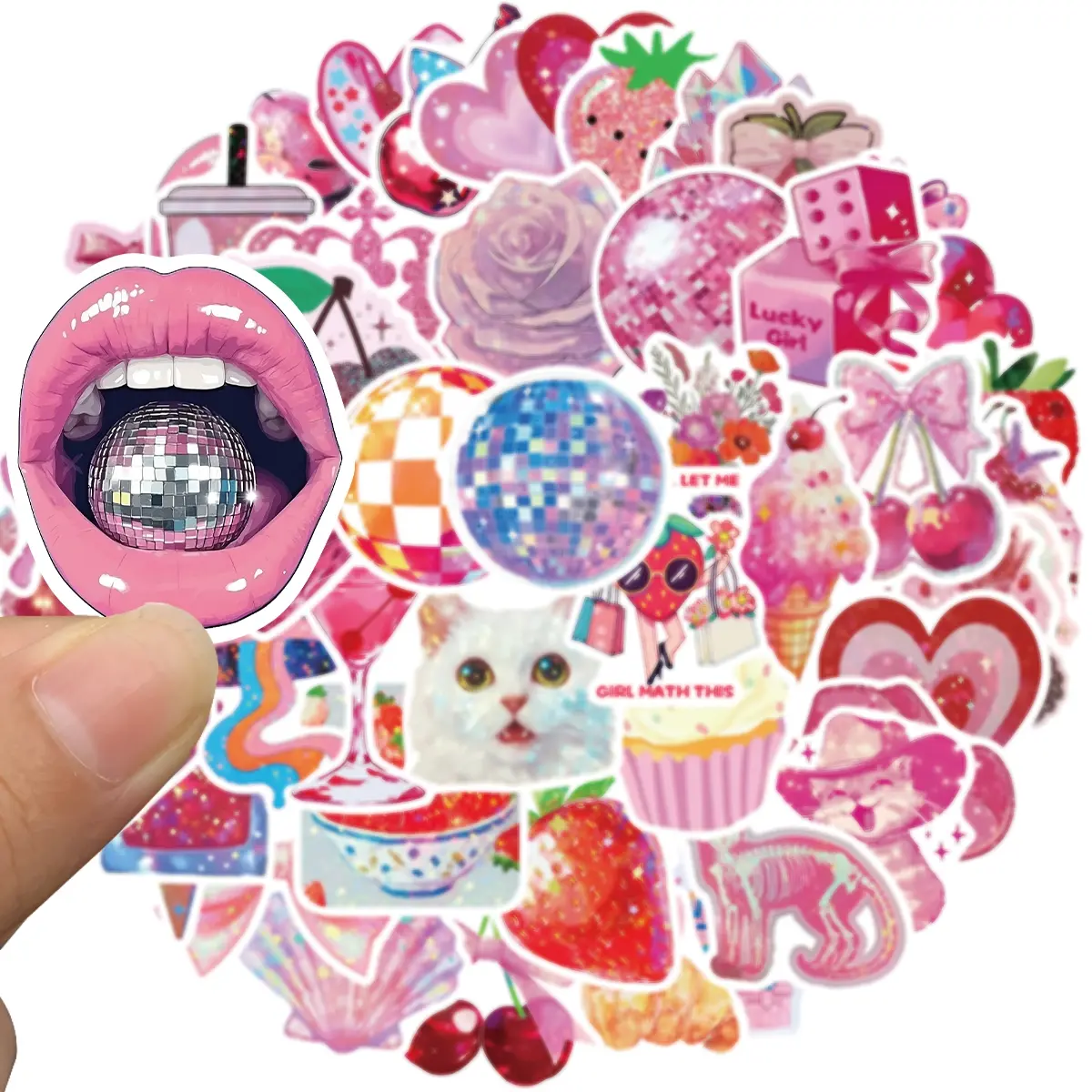 50pcs Aesthetic Stickers Pack, Sticker Sheets, Cute Bow Tie Design for Girls, Fun Stickers, Waterproof Vinyl Stickers for Laptops & Accessories, Art Stickers