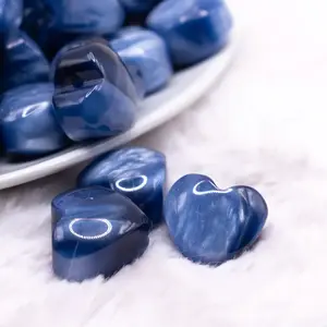 20mm Blue Opal Heart Shaped Acrylic Beads