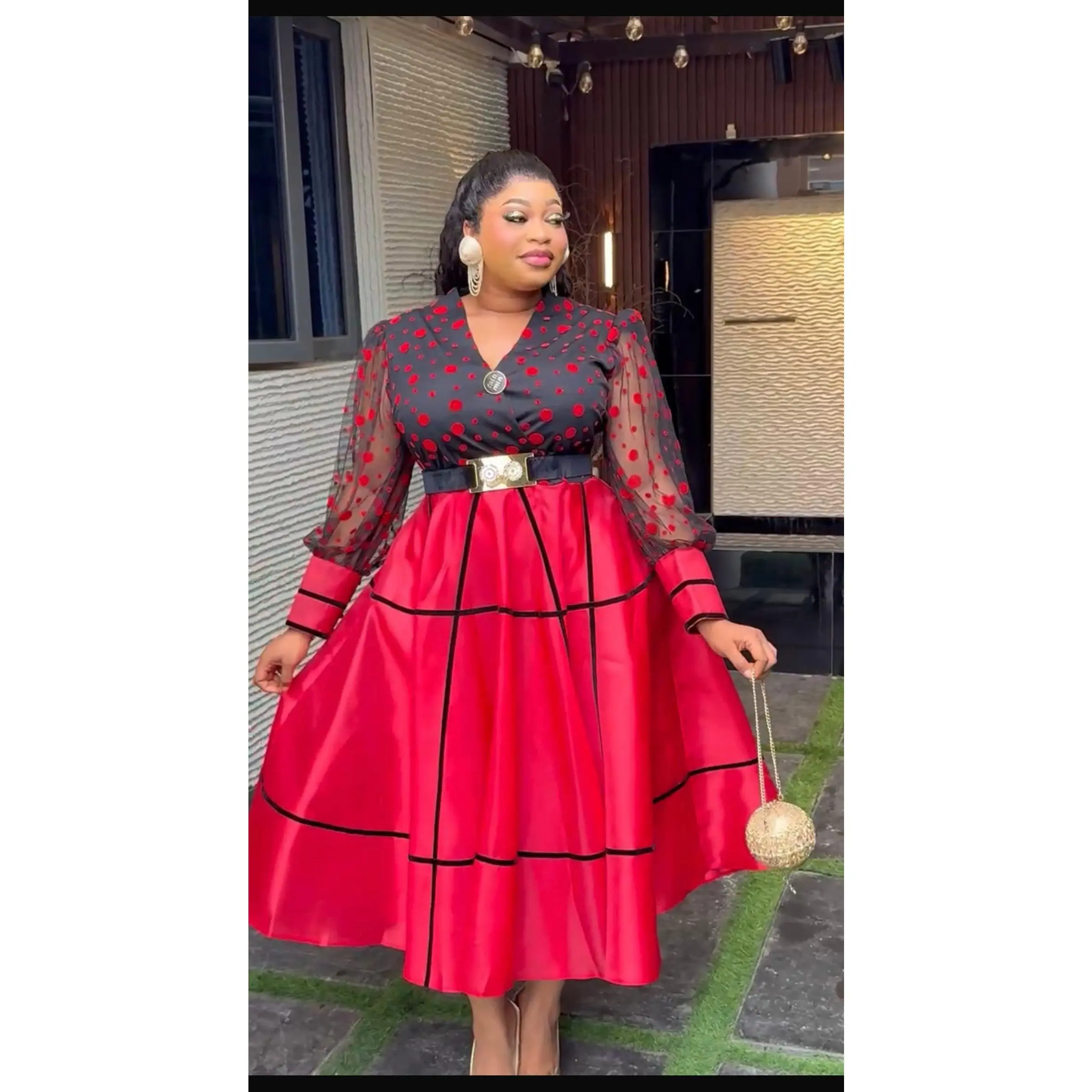 red skater dress for wedding Red Polka Dot Twirl Skater Dress: Wedding Guest Outfit Graduation Birthday  Party Church Anniversary Gala Cocktail