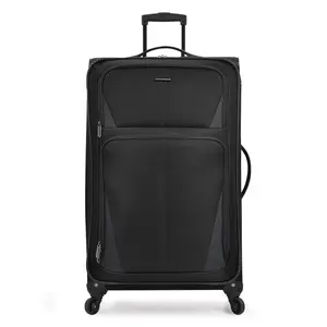 U.S Traveler US08125K31 31 in. Checked Large Aviron Bay Expandable Softside Luggage with Spinner Wheels, Black