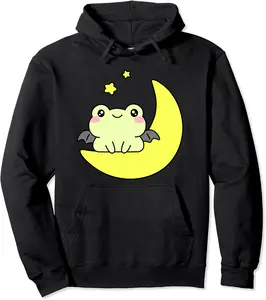 Halloween Frog in Bat Costume | cute kawaii anime girls toad Pullover Hoodie - Nafeesaami Shop 27B0CGH52YRX