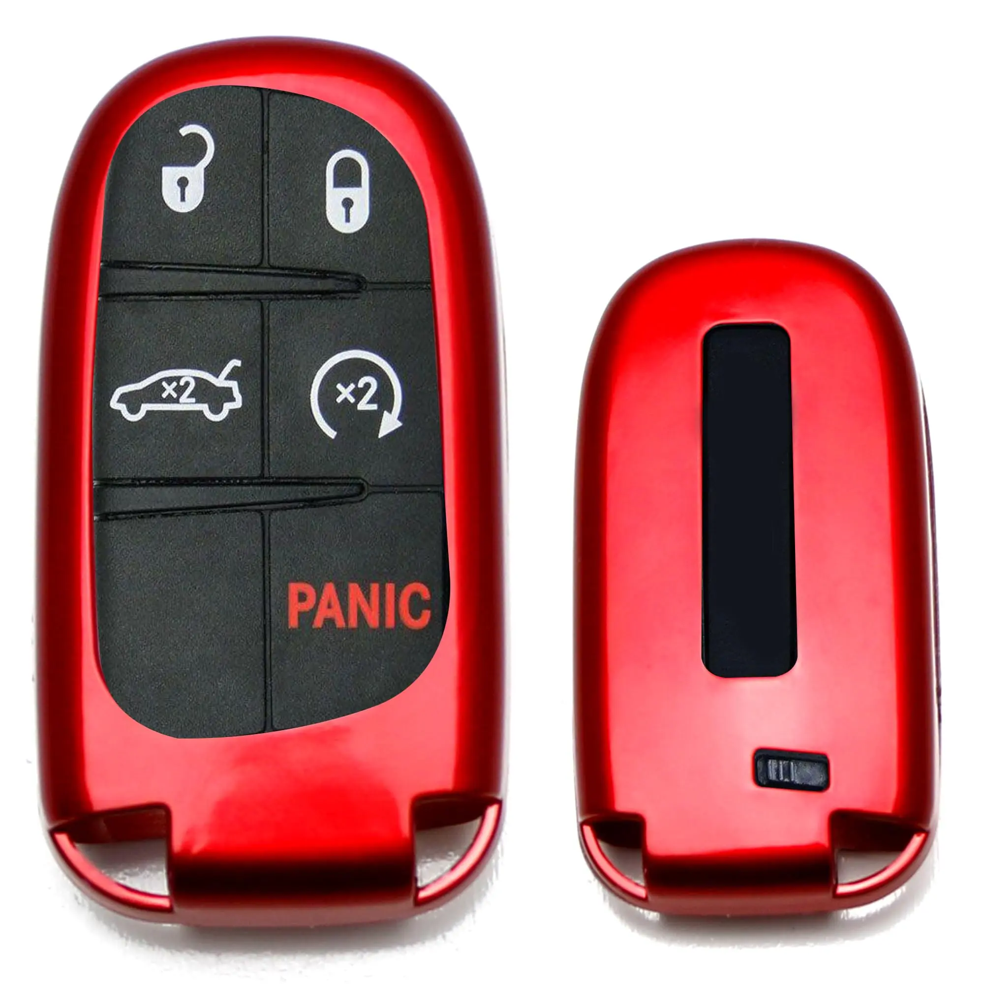 iJDMTOY Exact Fit Glossy Red Smart Key Fob Shell Cover For Charger Challenger Dart Durango Journey, Grand Cherokee Renegade, 200 300, etc Car Accessories