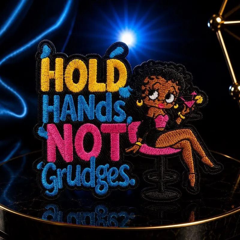 Hold Hands Not Grudges Iron-On Patch, Durable Decorative Embellishment for Clothing, Bags, Hats