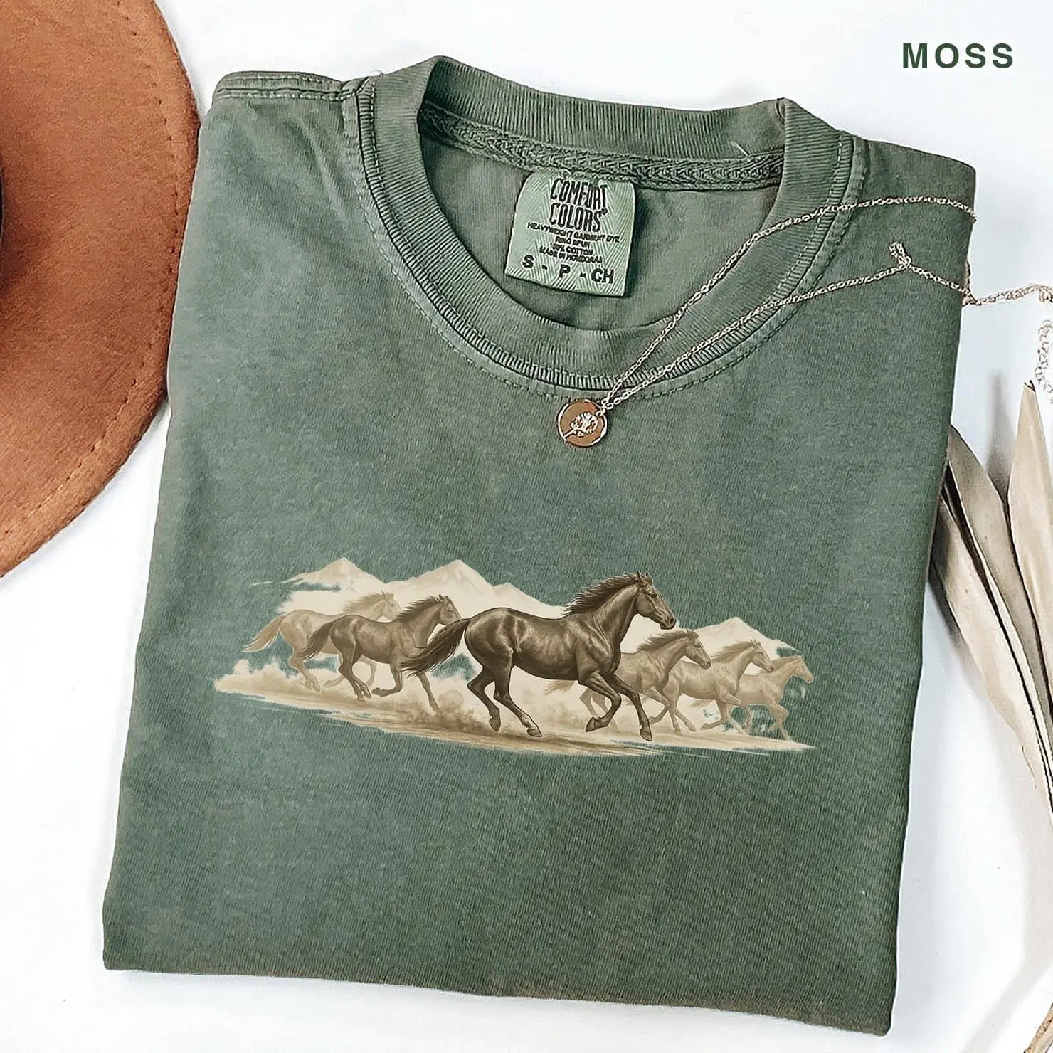 Comfort Colors 90s Western Horse - Unisex Men & Women's Graphic Sweater - Vintage Cowboy Pullover - Country Desert Sweater - Mustangs Crewneck
