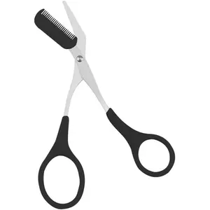 Eyebrow Trimmer Scissors，Eyebrows Scissors with Comb(Detachable)， Eyebrows Grooming Tool Designed Specifically for Women，Non-Slip Handle Design Eyebrow Trimming Scissors（Black）