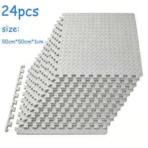 Puzzle Exercise Mat with 24 Tiles Interlocking EVA Foam Gym Mats, 19.69'' x 19.69'' EVA Foam Floor Tiles, 0.4in Thick Interlocking Carpet Tiles for Home Gym, Workout Equipment, Kids Play Areas, Gray