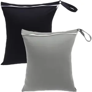 Travel Laundry Bags 2 Pack, Ideal for Travel, Gym and Swimming-Washable  Wet Dry Bags for Dirty Clothes, Bathing Suits and Swimsuits(black and grey)