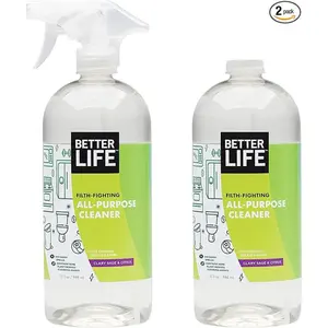 Better Life All Purpose Cleaner - Multipurpose Home and Kitchen Cleaning Spray for Glass, Countertops, Appliances, Upholstery & More - Multi-surface Spray Cleaner - 32oz (Pack of 2) Clary Sage/Citrus