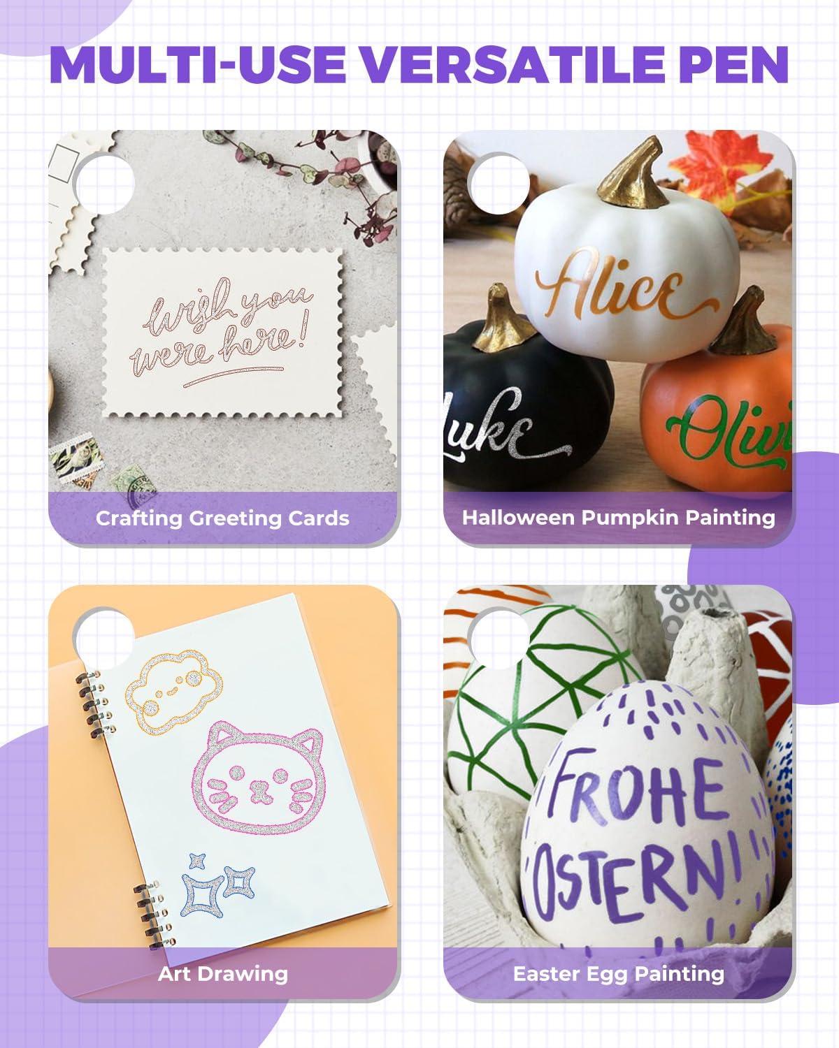 [JusArt] 12 Colors Outline Markers, Double Line Glitter Markers for Kids DIY Card Crafts, Metallic Markers Drawing Art Supplies Gift