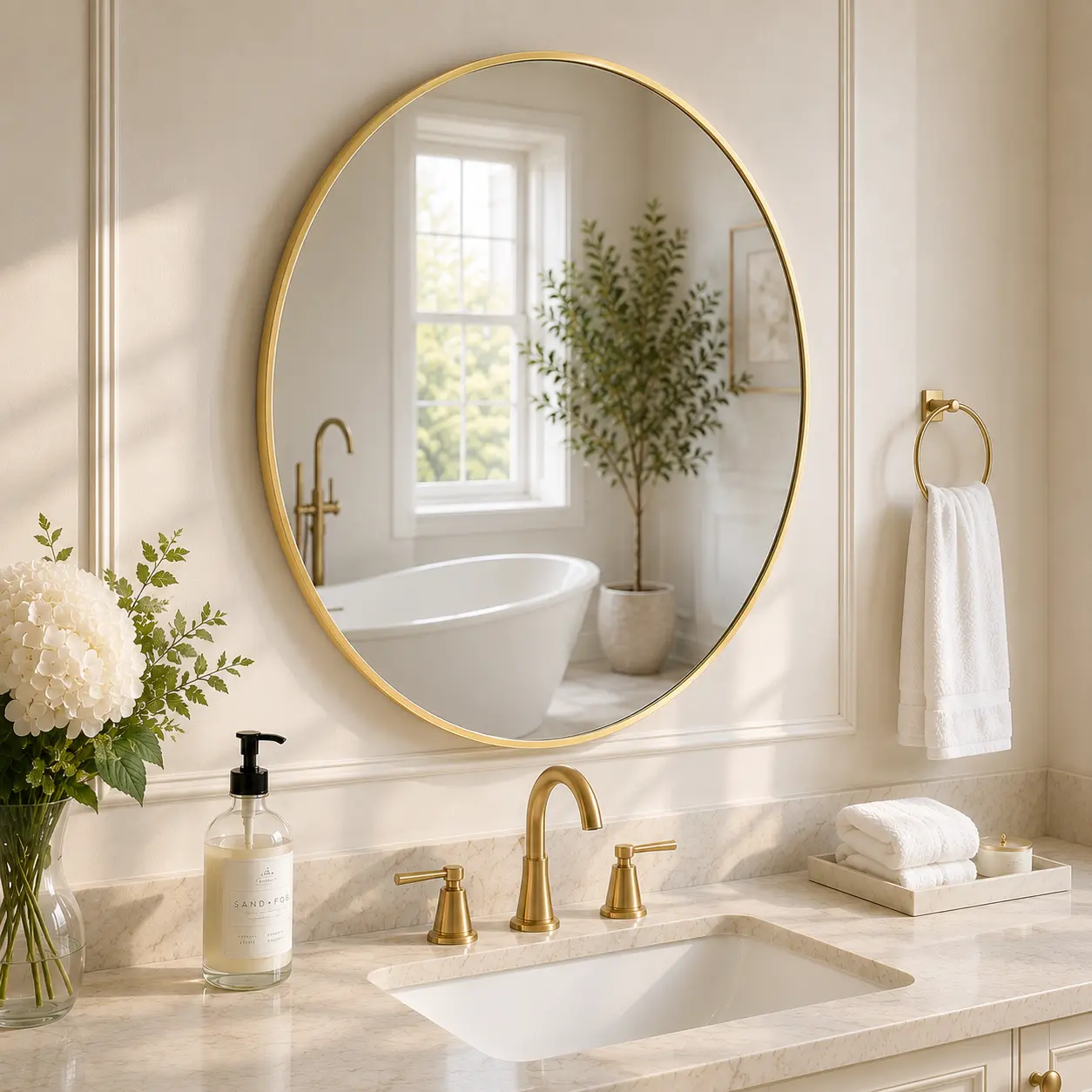 MyDepot Durable Modern Minimalist Aluminum Round Wall Hanging - High-Definition Without Distortion, Bathroom Vanity Over Sink Accessory, Round Mirror for Entryway, Apartment Accessories, Includes Installation Instructions