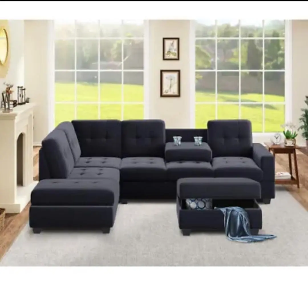 Modern Sectional Sofa W/ Reversible Chaise, L Shaped Couch Set W/ Stora...
