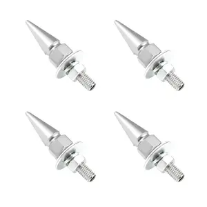 4 PCS Spikes License Plate Screws for Car, Anti Theft Spike Shape Aluminum Car Plate Frame Fastenings Bolt, Cool Licence Plate Screw Set for Car Truck Motorcycle, Car Accessories (Silver)