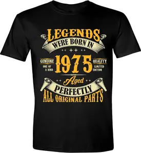 100% Cotton 50th Birthday T-Shirt for Men, Legends were Born in 1975, Vintage 50 Years Old Tee T Shirt