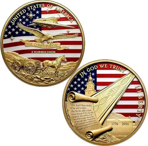 1776–2026 America Anniversary Coin, 250 Years of Freedom Metal Challenge Coin, Patriotic Gift for Military Families, Veterans, History Lovers