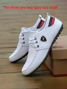 【The shoes are one size smaller】Men's Casual Plain Color Lace Up Loafers, Fashionable Comfortable Shoes for Daily Wear, Lightweight Breathable Shoes for All Seasons, Walking Shoes