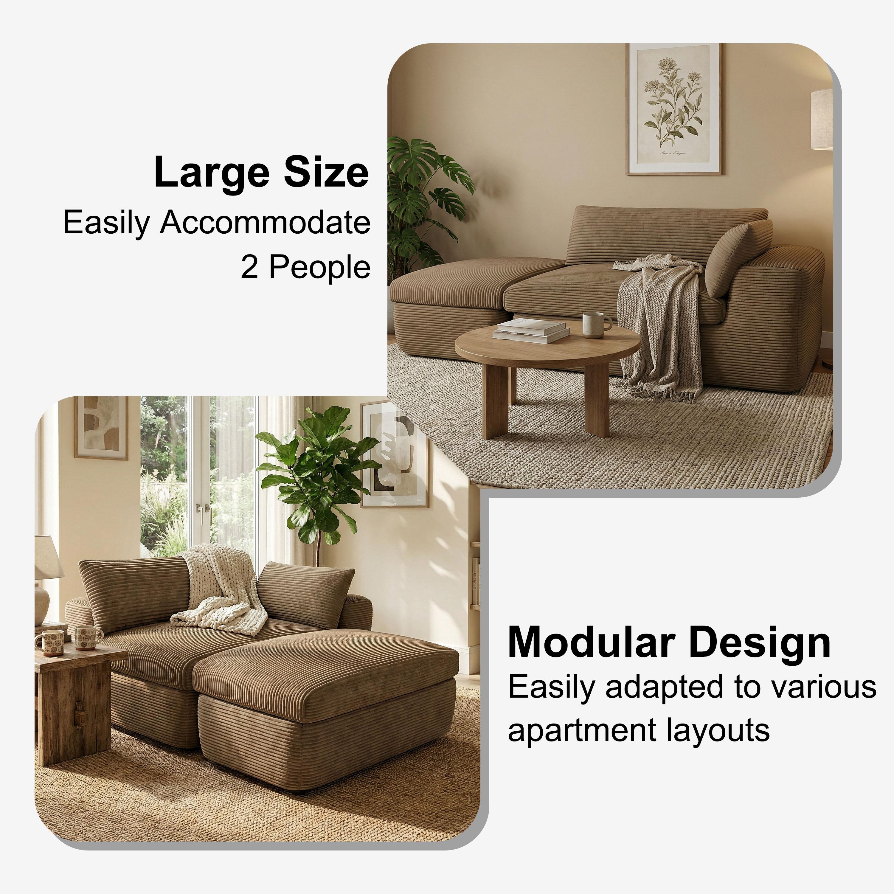 Modular Sectional Sofa Bed, Corner Couch with Chaise Lounge, Oversized Plush Corduroy Sleeper Sofa, No Assembly Required - Couch in a Box for Living Room & Bedroom，Oversize Compression Boneless Sofa Bed Plush Corduroy Sofa Bed