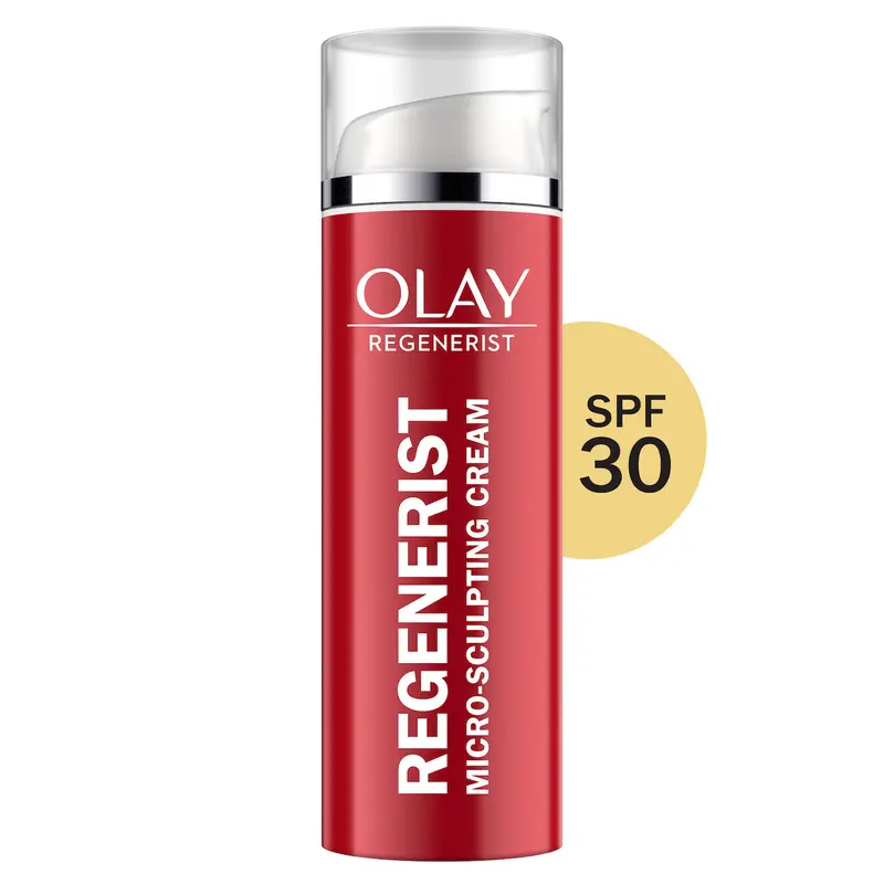 OLAY Regenerist Micro-Sculpting Cream Moisturizer with SPF 30, Lightweight Sun Protection, Amino-Peptides, Softening Skin Repair & Hydration for Normal Skin