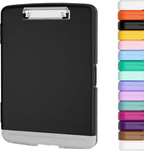Clipboard with Storage, 8.5 x 11 Organization Box with Pen Holder and A4 Legal Paper Folder, Folio & Side-Opening, Low Profile Clip,for Nurses,Teachers, Size 14 x 9.6 x 1.2 in, Black