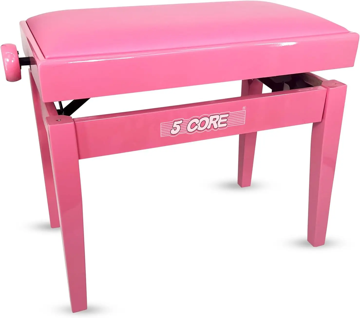 5 CORE Iron + Wood Adjustable Piano Bench, 3.25 in Thick Padded Heavy Duty Stool with Non-Slip Caps, Super Stable Music Chair for Adults, Pink - PNB 480 HPNK