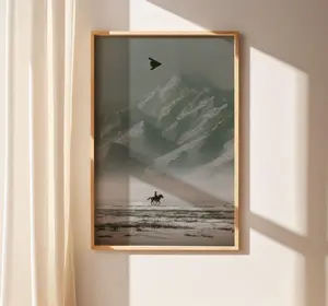 American West Canvas Art | Cowboy, Mountains, Stealth Plane