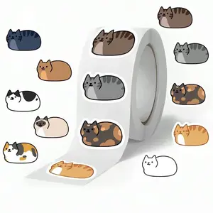 500 Sheets Per Roll Cat Stickers, Sticky Labels, Decorative Adhesive Labels for Gift Wrapping & Organizing, Durable Design for Home Use, Self adhesive stickers