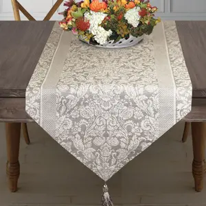Armani International Linen Cotton Tasseled European Table Runner – 18 x 72 Inch