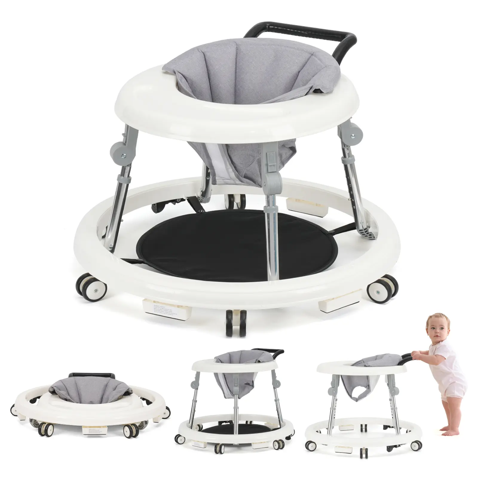 Baby Walker Foldable with 9 Adjustable Heights,Activity Center for Babies 7-18 Months, Baby Walker with Wheels Portable,tiktokshopsummersale
