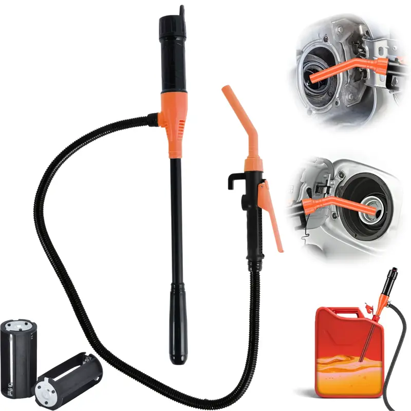 Electric Fuel Transfer Pump Powered, 3GPM Portable Fluid Transfer Siphon Pump with Oil Pipeline, Battery Gas Pumps with Adjustable Flow Control Nozzle for Car Gas Can/Gasoline/Water/Oil