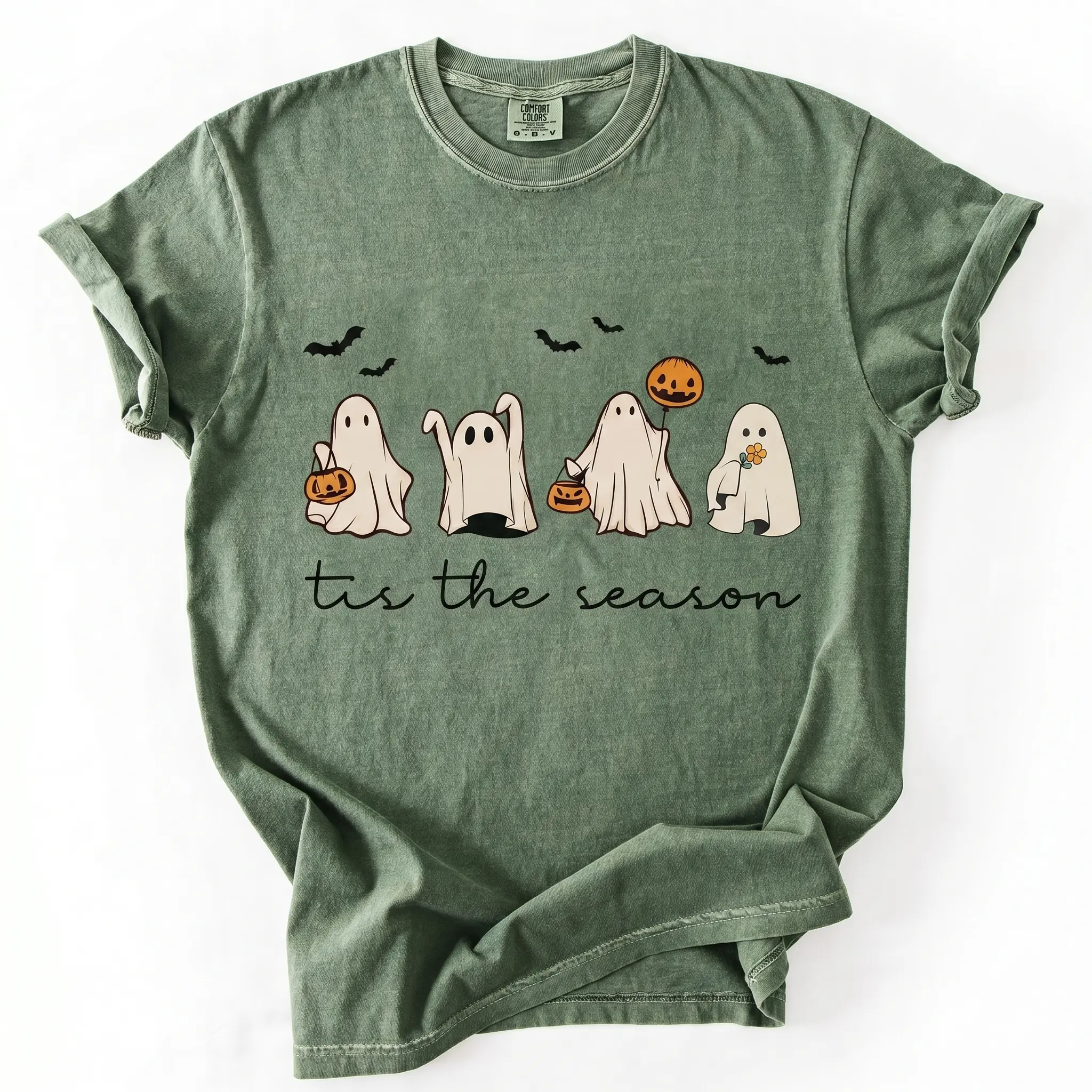 Tis The Season Halloween Shirt, Halloween Comfort Colors Shirt, Retro Ghost Shirt, Cute Fall Shirt, Women's Halloween Tee, Pumpkin Season