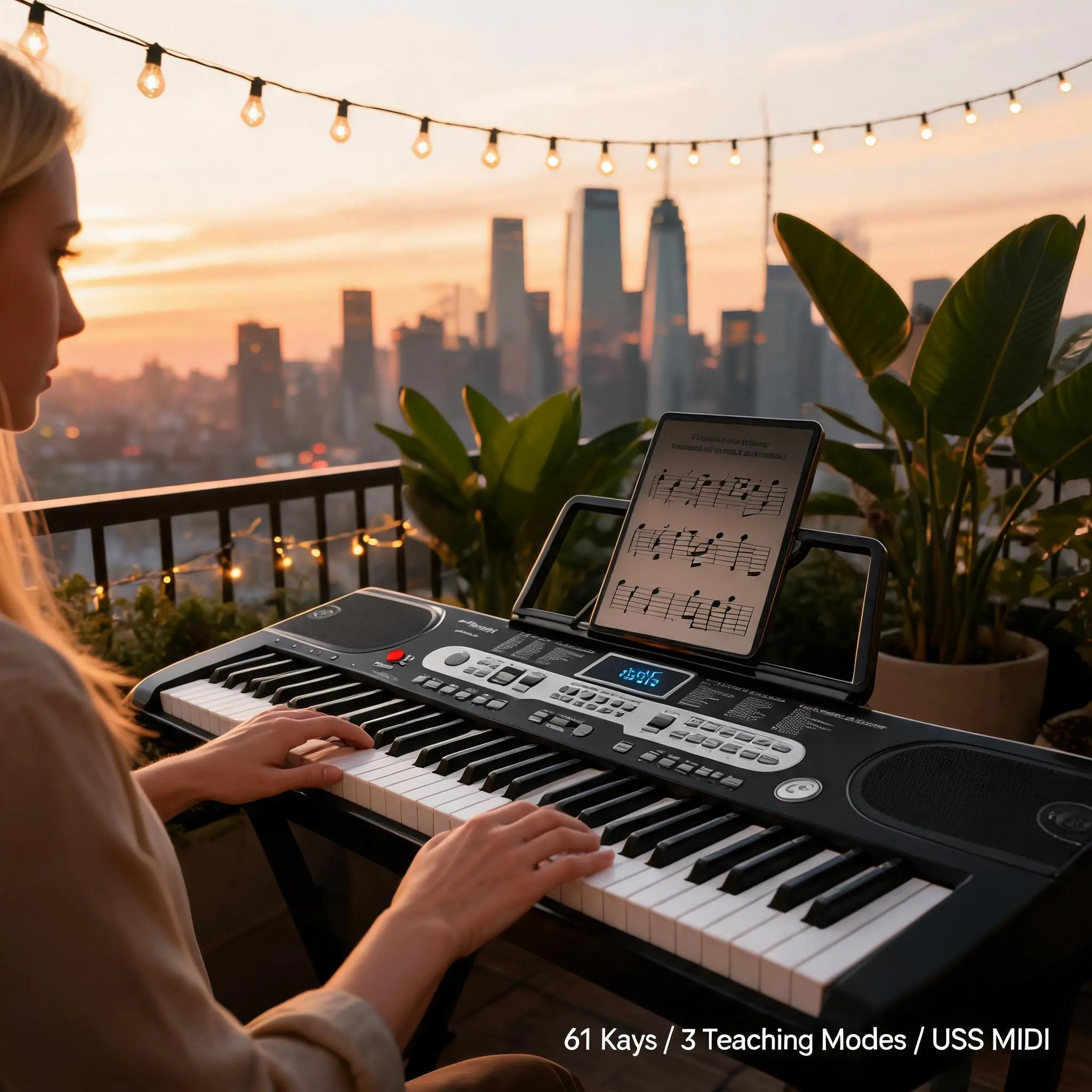 Garvee 61 / 88 Keys Portable Keyboard Piano with Electric Semi-Weighted Keys, Built-In Speakers, Pedal, Power Supply, Digital Display, 128 Tones, Ideal for Beginners and Professionals, Perfect Gift for Birthdays or Holidays