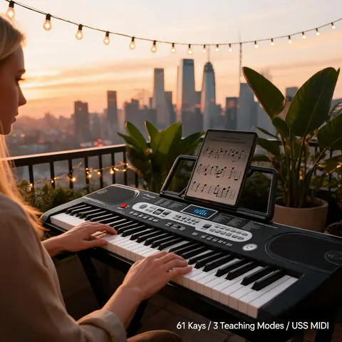 Garvee 61 / 88 Keys Portable Keyboard Piano with Electric Semi-Weighted Keys, Built-In Speakers, Pedal, Power Supply, Digital Display, 128 Tones, Ideal for Beginners and Professionals, Perfect Gift for Birthdays or Holidays