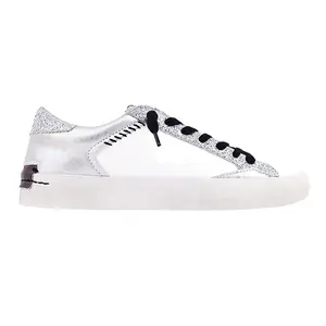 Shu Shop Womens Ruby Metallic Glitter Lace Up Sneakers Shoes Casual - Silver