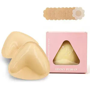 Double side Sticky Push Up Bra, Adhesive Invisible Bra,Breathable Cotton Adhesive Bra, No Show Backless Strapless Bras for Backless Dress Soft Womenswear Outdoors Reusable Comfort