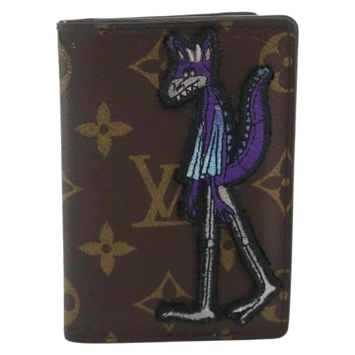 Pre-owned Louis Vuitton FINAL SALE Small Leather Goods Monogram Embroidered Cartoon LV Friends Pocket Organizer