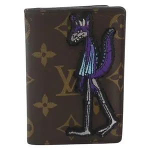 Pre-owned Louis Vuitton FINAL SALE Small Leather Goods Monogram Embroidered Cartoon LV Friends Pocket Organizer