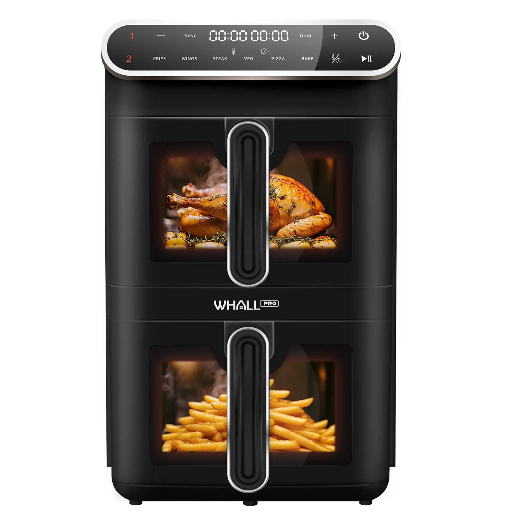 WhallPro 12QT 2-Basket Air Fryer with DualZone – Independent Cook, 9+4 Cooking Presets, Visible Windows, One-Touch Smart Control, 1560W