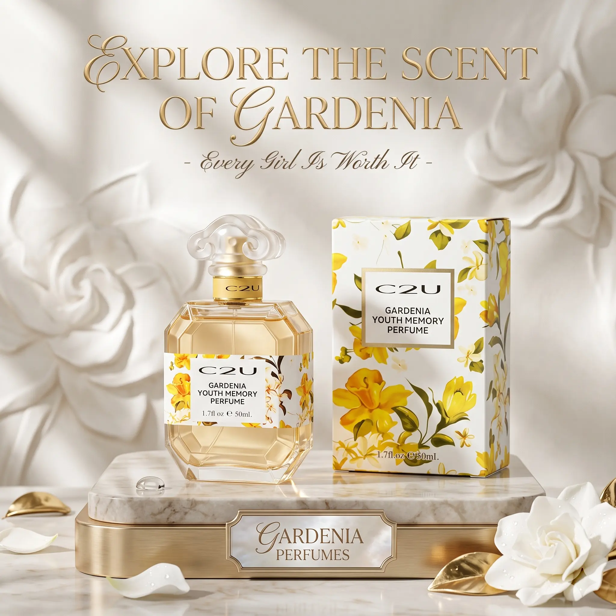 Eau de Parfum for Women, Gardenia Youth Memory | Long-Lasting Spicy Floral Blend with Jasmine, Patchouli & Musk | Clean Vegan Oils, 50ml Gift Set, Fragrance Sets, Edp, Floral Citrus Perfume, Gift Boxed