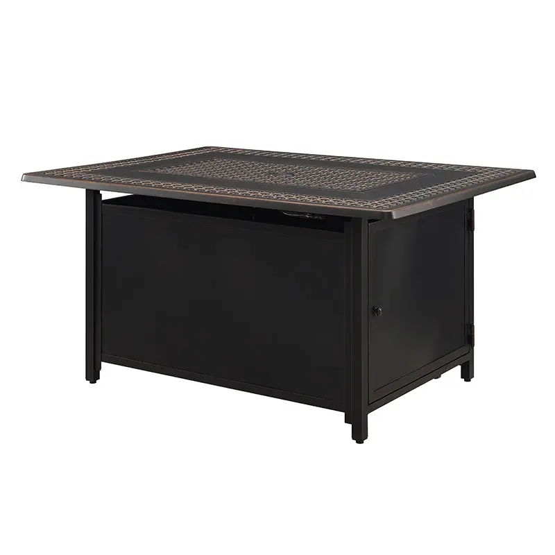 Perkins 48" Rectangular Cane-weave Aluminum Convertible Gas Fire Pit Table