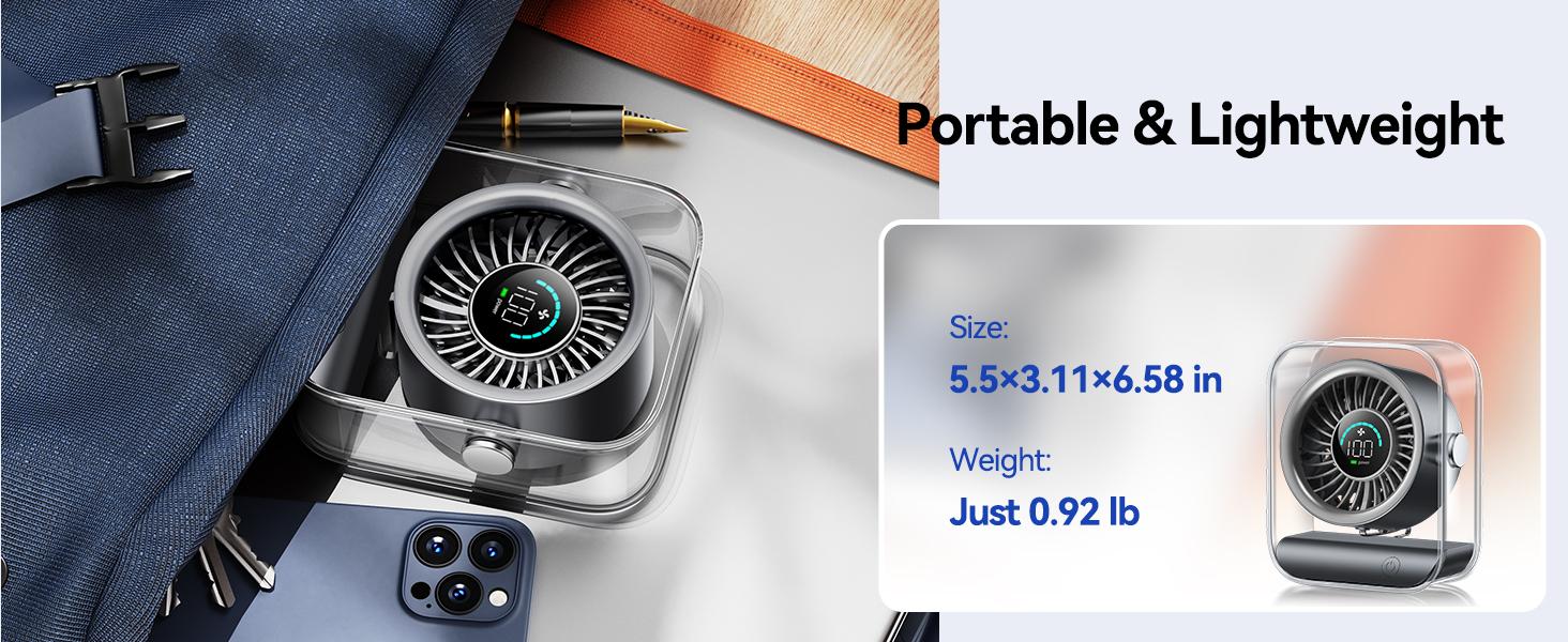 KIMMOO Rechargeable USB Desk Fan, Quiet Table Fan with Turbo Airflow, 100 Speeds, Digital Display, 90° Rotating, Small Battery Desktop Fans for Bedroom Home Office Travel, Black KIMMOO Rechargeable USB Desk Fan, Quiet Table Fan with Turbo Airflow, 100 Speeds, Digital Display, 90° Rotating, Small Battery Desktop Fans for Bedroom Home Office Travel, Black