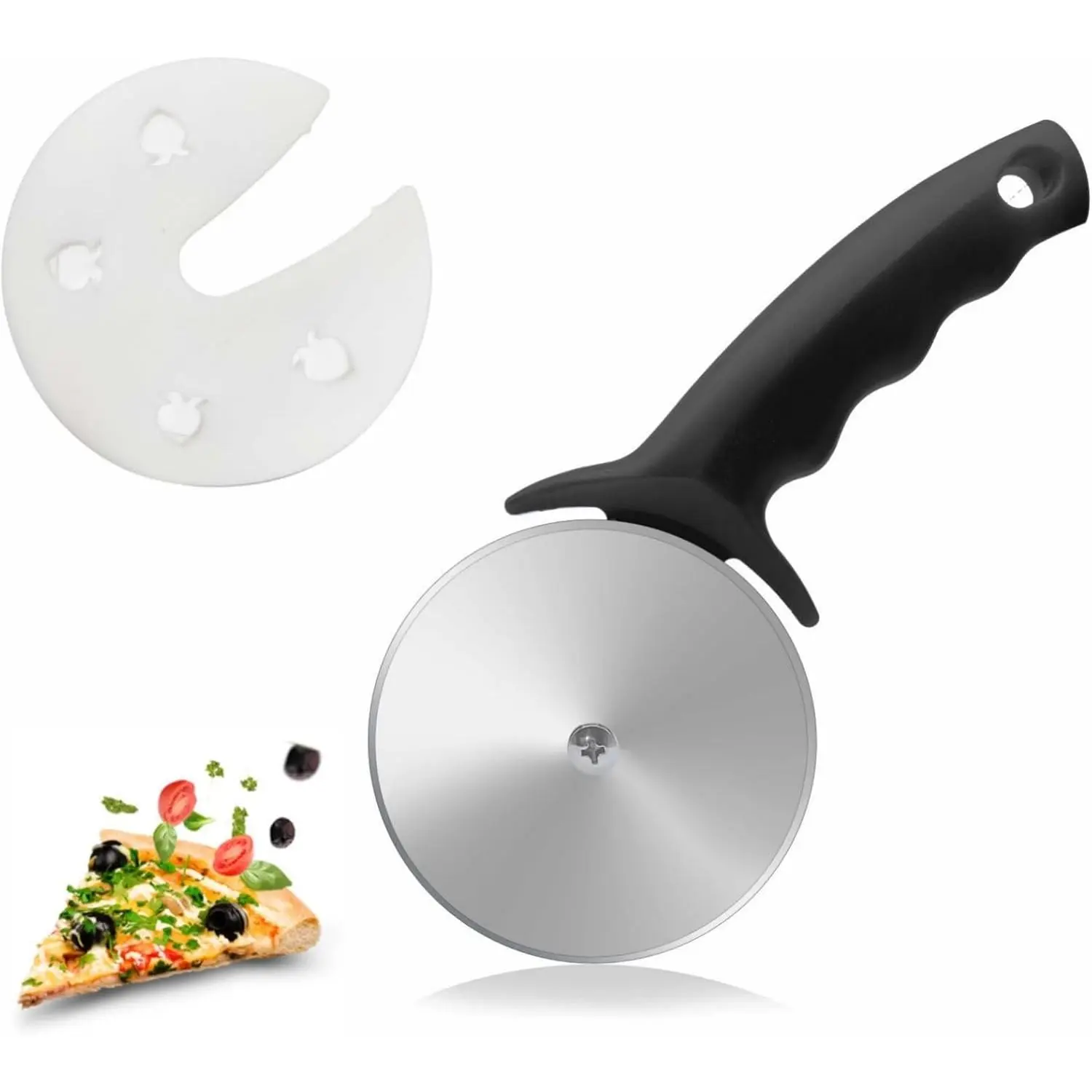 3" Pizza  Wheel, Stainless Steel Pizza  with Cover, Super  Pizza Slicer-Dishwasher safe,Smooth Rotating Pizza Wheel Safe with  Handle-Black