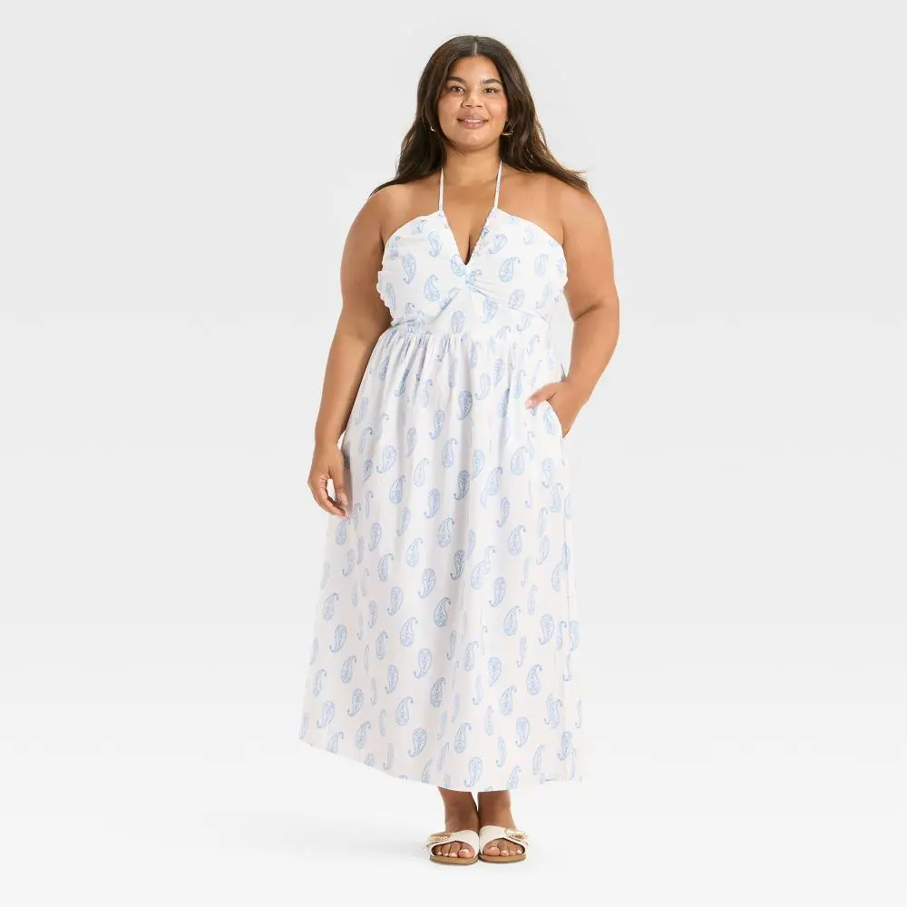 Women's Maxi Halter A-Line Dress - Universal Thread White Paisley XXL - TikTok Shop Women's Maxi Halter A-Line Dress - Universal Thread White Paisley XXL - TikTok Shop