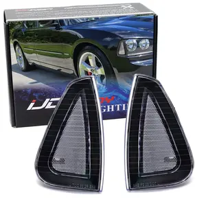 iJDMTOY OE-Spec Dark Clear Lens Corner Side Marker Lamp Housings For Dodge 2006-2010 Charger, Replace OEM Amber/Clear Sidemarkers