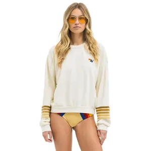 RUGBY STITCH 2 RELAXED CREW SWEATSHIRT - VINTAGE WHITE // BROWN