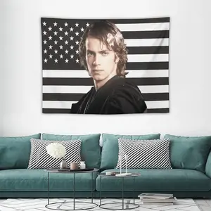 Anakin's wall hanging flag featuring black and white striped printed polyester material, suitable for living rooms, bedrooms, offices, bars and party venues.